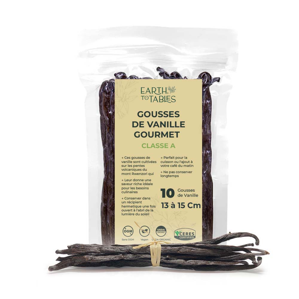 10 Organic Vanilla Beans Grade A | Premium Gourmet Whole Pods