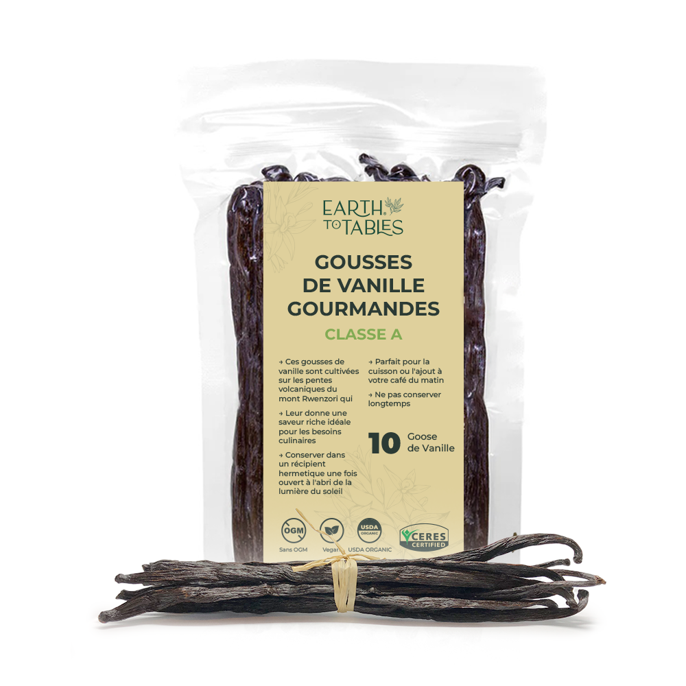 Earth to Tables 10 Vanilla Beans| Gourmet Vanilla Pods | Vanilla| Whole Vanilla Beans | Vanilla bean pods | Vanilla Beans for Making Vanilla Extract