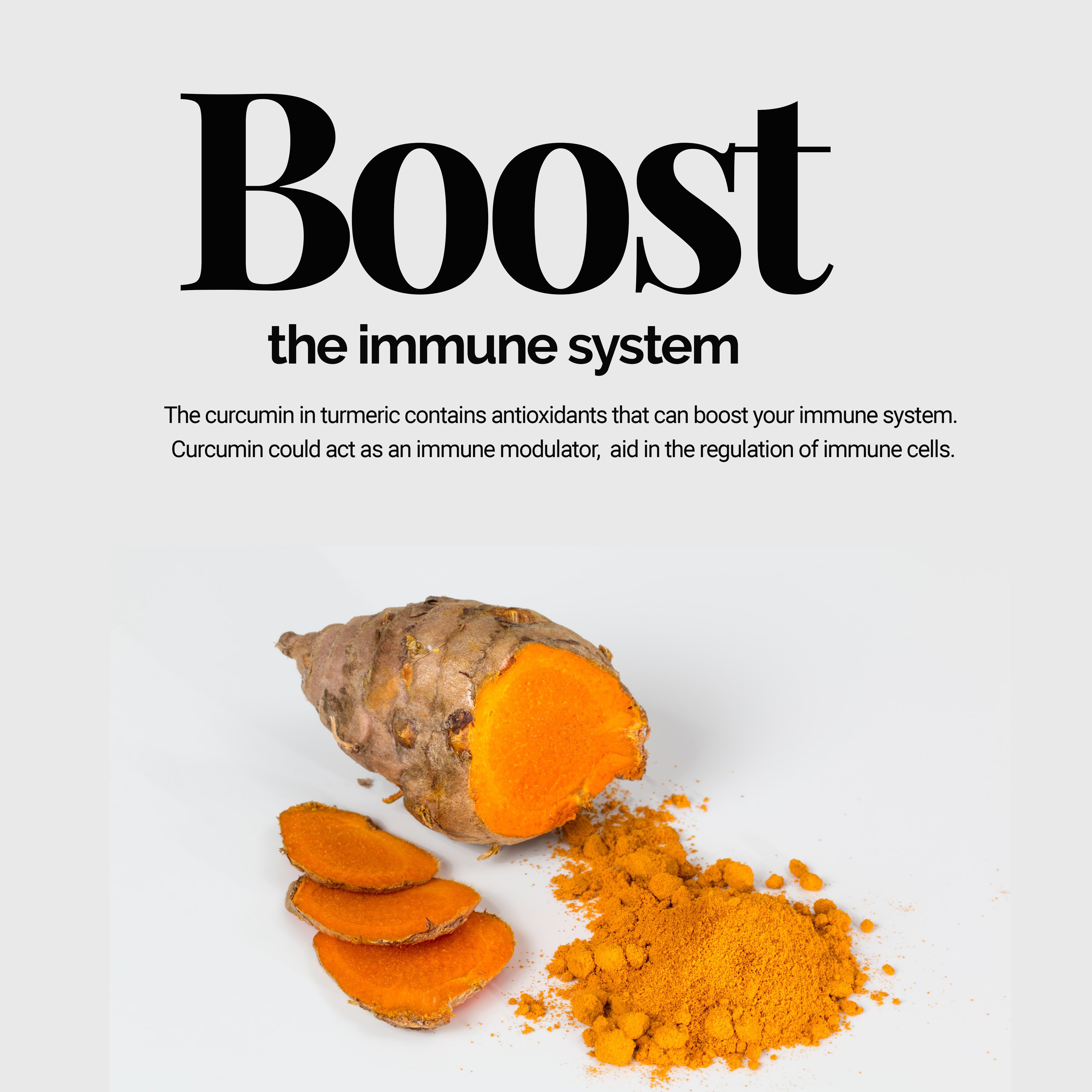 Boost the immune system with Earth to Tables Turmeric tea. The curcumin in turmeric contains antioxidants that can boost your immune system. Curcumin could act as an immune modulator, aid in the regulation of immune cell.