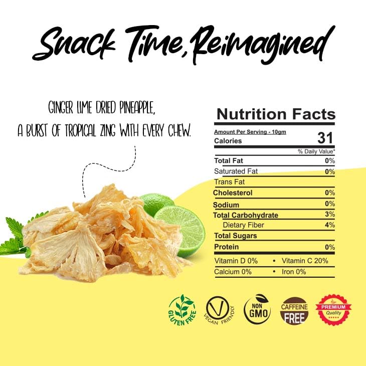 Organic Dried Pineapple Lime Mint Slices 100g