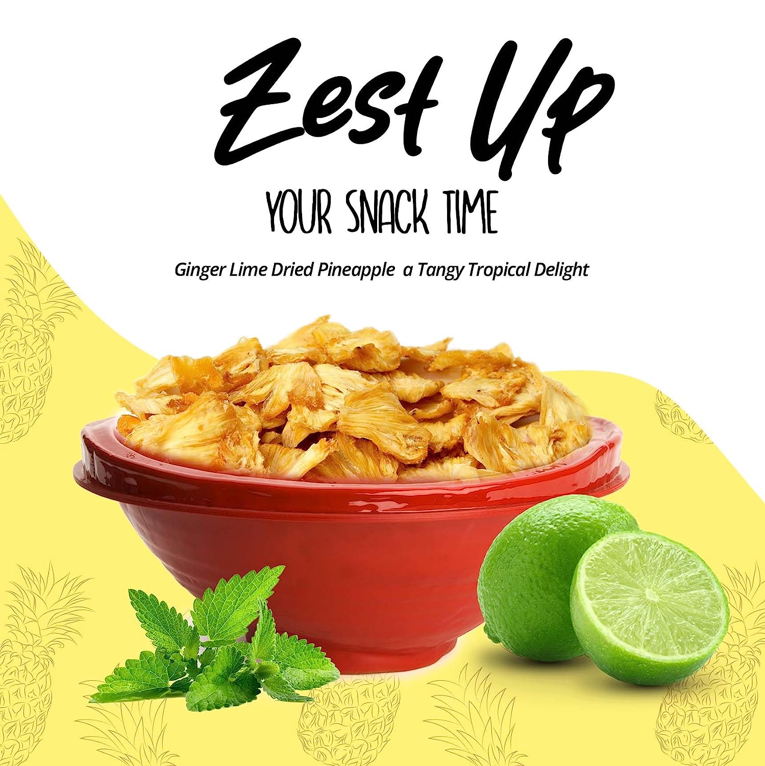 Zest up your snack time with Earth to Tables Ginger Lime Dried Pineapple and taste a tangy Tropical Delight