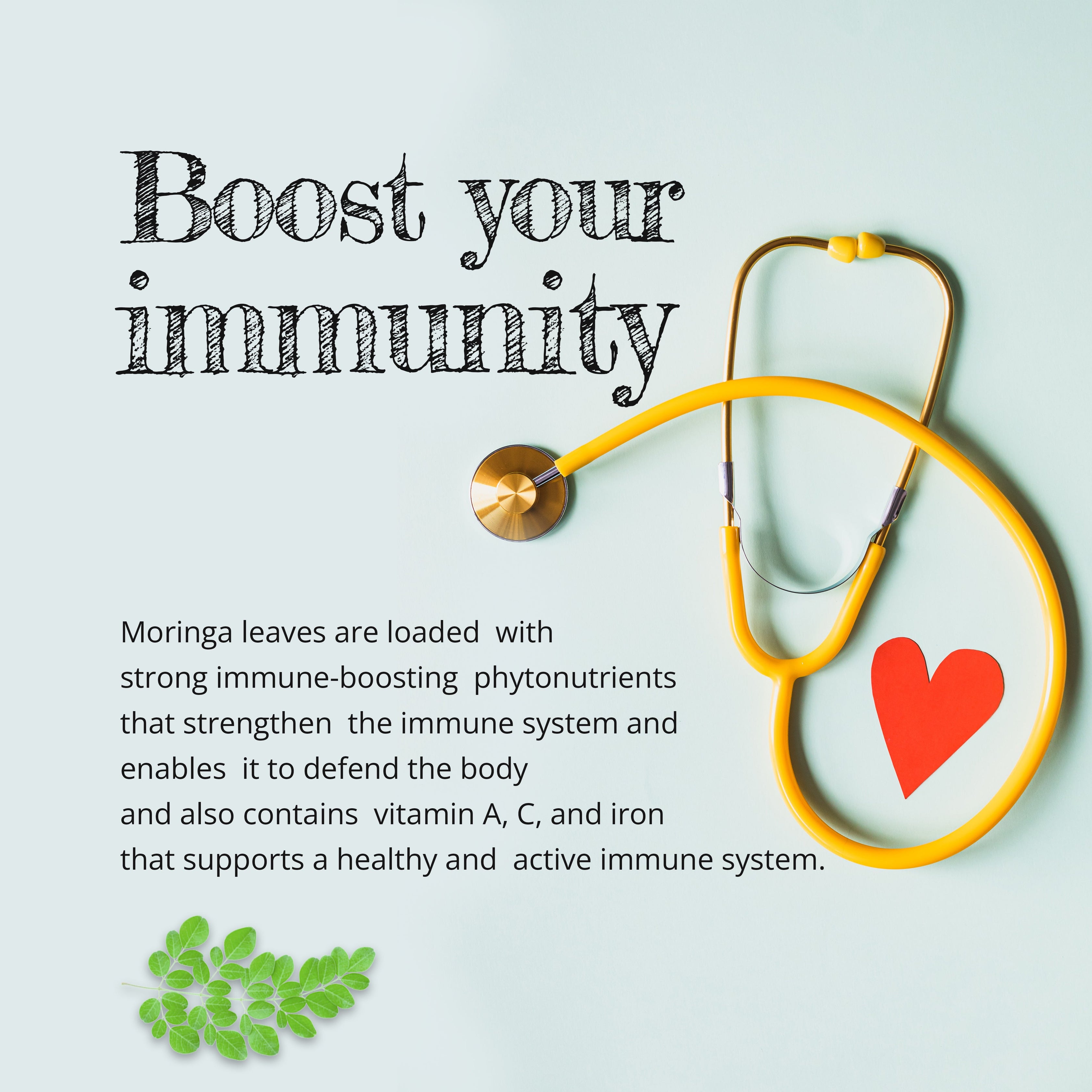 Boost your immunity with Earth to Tables Dried Organic Moringa Leaves. The Leaves are loaded with strong immune-boosting phytonutrients that strengthen the immune system.